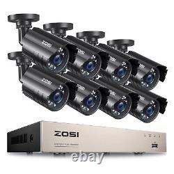 ZOSI 8CH H. 265+ 5MP Lite HDMI DVR 1080P Home Security Camera System Weatherproof