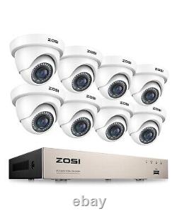 ZOSI 8CH Outdoor Dome Security Camera System 1080p with 5MP Lite DVR for Home