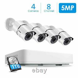 ZOSI 8 Channel 4 Camera 5MP HD Home Security Camera System with 1TB Hard Drive