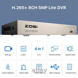 ZOSI 8 Channel 5MP Lite DVR 1080p Outdoor Security Camera System with 1TB HDD