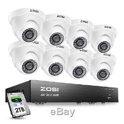 ZOSI 8 Channel H. 265+ 4K 8MP Security Camera System Outdoor 8CH 4K DVR 2TB HDD