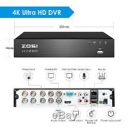 ZOSI 8 Channel H. 265+ 4K 8MP Security Camera System Outdoor 8CH 4K DVR 2TB HDD