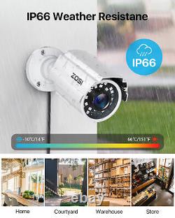 ZOSI 8 Channels 1080p H. 265+ Home Security Camera System Outdoor Motion Alerts