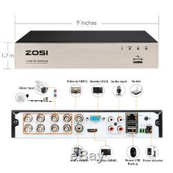 ZOSI HD 8CH 1080P DVR 720P Outdoor Home Surveillance Security Camera System 1TB