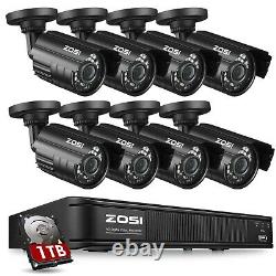 ZOSI H. 265+ 1080P Home Security Camera System Outdoor 8CH DVR with IR-Cut 0-1TB