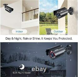 ZOSI H. 265+ 1080P Home Security Camera System Outdoor 8CH DVR with IR-Cut 0-1TB