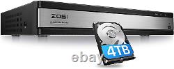 ZOSI H. 265+ 16CH 1080p DVR with Hard Drive 4TB for Home Security Camera System