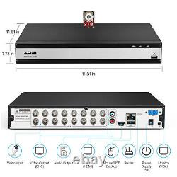 ZOSI H. 265+ 16 Channel 1080P Home DVR with Hard Drive 2TB for Security System