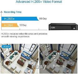 ZOSI H. 265+4CH 5MP-Lite DVR CCTV Home Outdoor 1080p Security Camera System 1TB