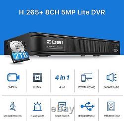 ZOSI H. 265+ 5MP-Lite DVR Outdoor Home CCTV Security 1080P Camera System 2TB HDD