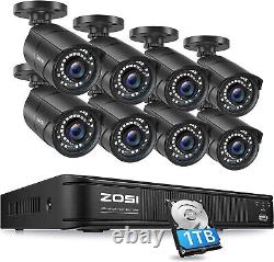 ZOSI H. 265+ 5MP POE NVR Home Outdoor security Camera System 120ft Night Vision