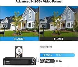 ZOSI H. 265+ 5MP POE NVR Home Outdoor security Camera System 120ft Night Vision