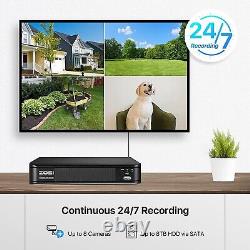 ZOSI H. 265+ 5MP POE NVR Home Outdoor security Camera System 120ft Night Vision