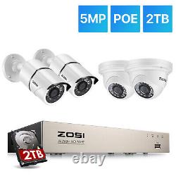 ZOSI H. 265+ 8CH 5MP POE NVR Security Camera System with Hard Drive 2TB Outdoor