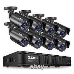 ZOSI H. 265+ 8CH HD 5MP-Lite DVR 1080P Outdoor Home Security Camera CCTV System