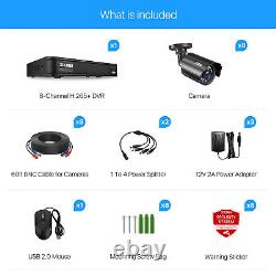 ZOSI H. 265+ 8CH HD 5MP-Lite DVR 1080P Outdoor Home Security Camera CCTV System