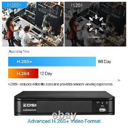 ZOSI H. 265+ 8CH HD 5MP-Lite DVR 1080P Outdoor Home Security Camera CCTV System