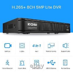 ZOSI H. 265+ 8CH HD 5MP-Lite DVR 1080P Outdoor Home Security Camera CCTV System