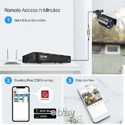 ZOSI H. 265+ 8CH HD 5MP-Lite DVR 1080P Outdoor Home Security Camera CCTV System