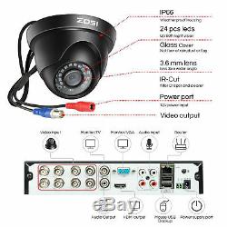 ZOSI H. 265+ Outdoor Dome Home Surveillance Security Camera System 8CH HDMI DVR