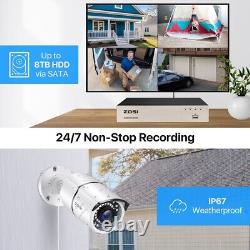 ZOSI H. 265+ Outdoor Security Camera System 1080p 8CH 5MP Lite DVR 2TB for Home