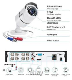 ZOSI H. 265+ Outdoor Security Camera System 1080p 8CH 5MP Lite DVR 2TB for Home