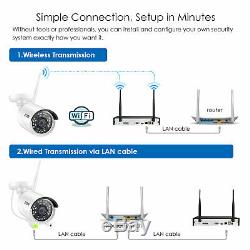 ZOSI Wireless Security IP Camera System 1080p 2TB 8 Channel WIFI NVR 2MP Outdoor
