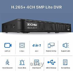 ZOSI h. 265+ 4CH 5mp Lite DVR Outdoor Home CCTV 1080p Security Camera System