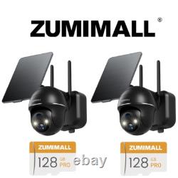 ZUMIMALL 2pack X2BK +128GBSD Card2 Wireless Outdoor Home Solar Security Camera