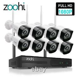 ZooHi 1080P Wireless Outdoor Security Camera System Night Vision 8CH WIFI NVR