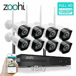ZooHi 8CH 1080P Wireless Security Camera System With Night Vision HDMI NVR Kits