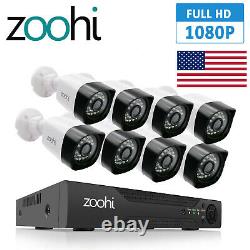 Zoohi Home 8CH DVR 1080P Security Camera System Outdoor CCTV HDMI Night Vision
