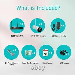 1080p 4ch Hd Wifi Security Camera System Wireless Outdoor Ip Cctv Nvr Kit App Us