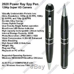 1296p Puissance Ray Technology 2020 Spy Camera Pen Dvr Véritable Surveillance Du Fbi Cia