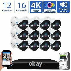 16 Canal 4k Nvr 12 X 8mp Starlight 4k Microphone Poe Ip Security Camera System