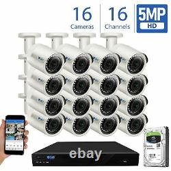 16 Channel 4k Nvr 16 X 5mp 1920p Poe Ip Camera Outdoor Onvif Security System
