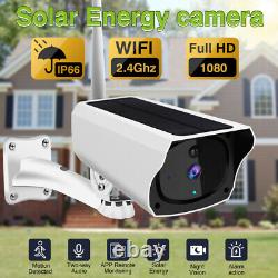 2 Set Hd 1080p Sans Fil Solar Power Wifi Outdoor Home Security Ip Camera+batterie