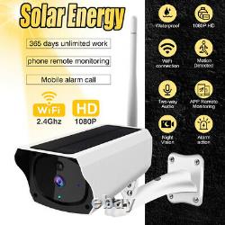 2 Set Hd 1080p Sans Fil Solar Power Wifi Outdoor Home Security Ip Camera+batterie