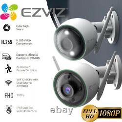 2x Ezviz Caméra De Sécurité Extérieure Wifi 1080p Smart Colored Night Vision C3n