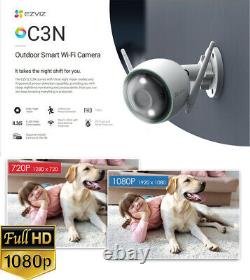 2x Ezviz Caméra De Sécurité Extérieure Wifi 1080p Smart Colored Night Vision C3n
