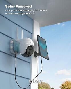 4PCS ieGeek Caméra de sécurité solaire extérieure sans fil pour la maison PTZ WiFi Batterie CCTV