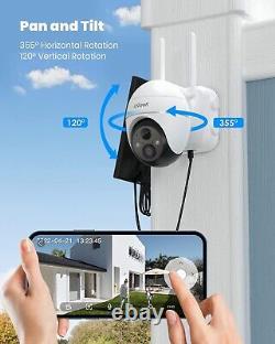 4PCS ieGeek Caméra de sécurité solaire extérieure sans fil pour la maison PTZ WiFi Batterie CCTV