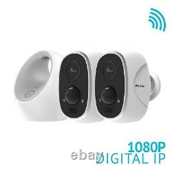 4 Système De Caméra De Sécurité Extérieure Hd 1080p Sans Fil Wifi Ip Alimenté Par Batterie Alexa