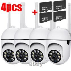 4pcs 5g Wireless Wifi Camera System Home Security Outdoor Night Vision Cam& Card