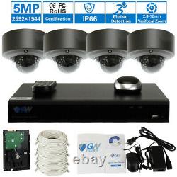 8 Canal 4k Nvr 4 X 5mp 2.8-12mm Varifocal Zoom Ip Poe Camera System 1t Hd