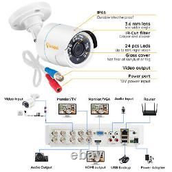 8 Canal H. 265+ 1080p Dvr 2mp Wired Security Camera System Outdoor Day Night