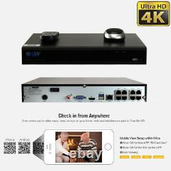 8 Channel 4k Nvr 4 X 8mp Full Color 4k 2-way Audio Poe Système De Caméra De Sécurité Ip
