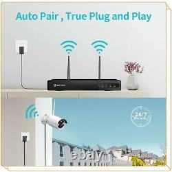 8ch Nvr Sans Fil 1080p Wifi Caméra Audio Cctv Outdoor Home Security System Kit