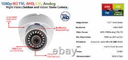 8x Caméra de sécurité dôme CCTV extérieure avec vision nocturne pour la maison, le bureau et l'extérieur avec boîtier d'alimentation
