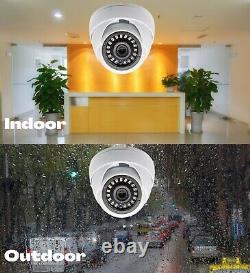 8x Caméra de sécurité dôme CCTV extérieure avec vision nocturne pour la maison, le bureau et l'extérieur avec boîtier d'alimentation